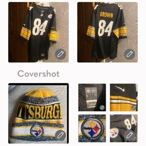 Nike Steelers 84 BROWN jersey XXL+Steelers hat 9x8D